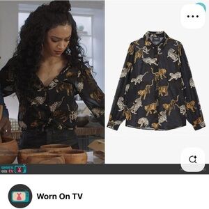 The kooples leopard print button up‎ blouse old money quiet luxury classic